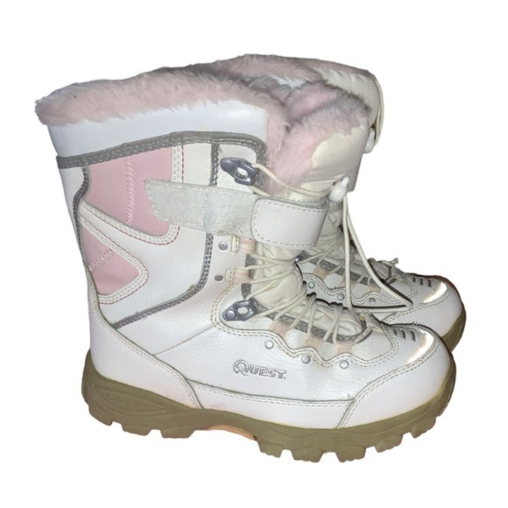Quest Girl’s Glacier Snow Winter Boot White and Pink Size 4 Thinsulate